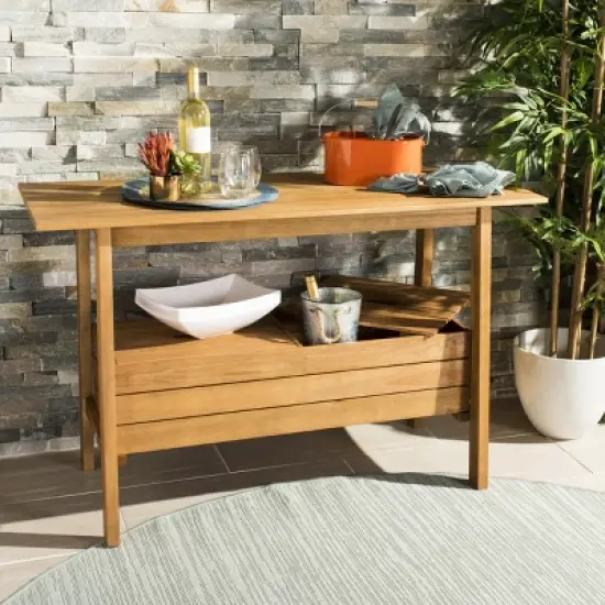 Bertie Outdoor Tea Trolley PAT7035 - Natural - Safavieh image {1}