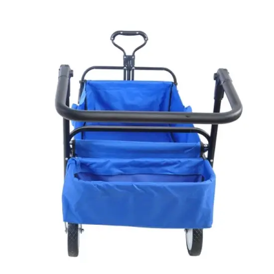Racxily folding wagon Collapsible Outdoor Utility Wagon, Heavy Duty Folding Garden Portable Hand Cart, Drink Holder, Adjustable Handles image {8}