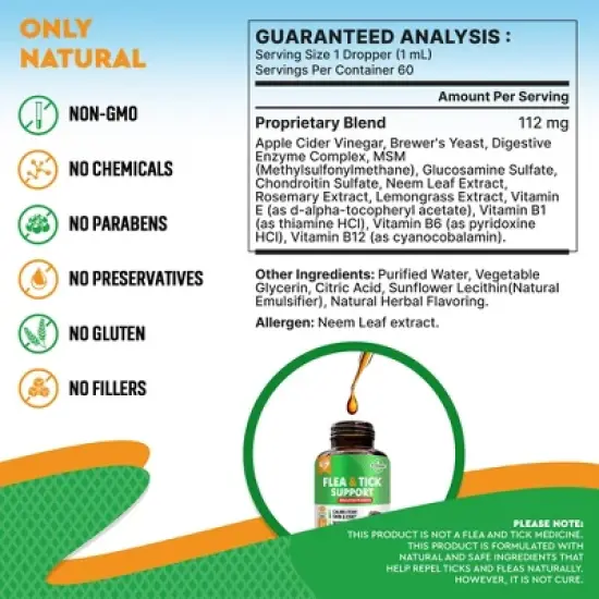 Beloved Pets Oral Flea & Tick Support Multivitamin Supplement for Dogs & Cats, 2 Oz - 1 Pack image {6}