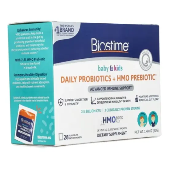 Biostime Baby & Kids, Daily Probiotics + HMO Prebiotic, 3 Months to 6 Years, Flavorless, 28 Sachet Packets, 0.05 oz (1.5 g) Each image {4}