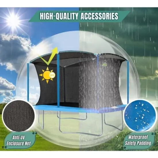 Moxie 8 x 12 FT Rectangular Outdoor Trampoline Set with Premium Safety Enclosure Gymnastics Rectangular Trampoline for Kids and Adults image {4}