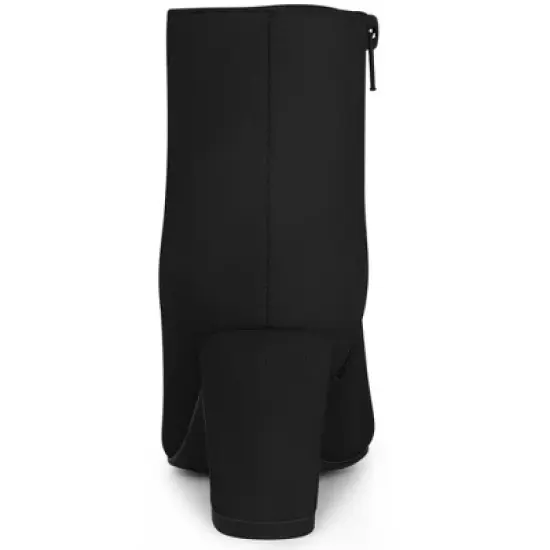 Allegra K Women's Pointy Toe Side Zip Chunky Heels Ankle Boots image {3}