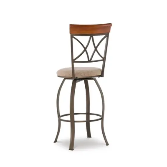 29" Carter Swivel Barstool Metal/Tan/Cherry - Powell Company image {4}