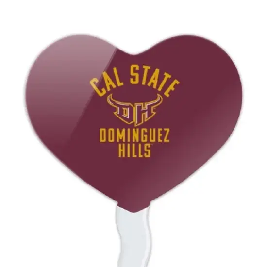 California State University Dominguez Hills Toros Logo Heart Love Cupcake Picks Toppers Decoration Set of 6 image {1}