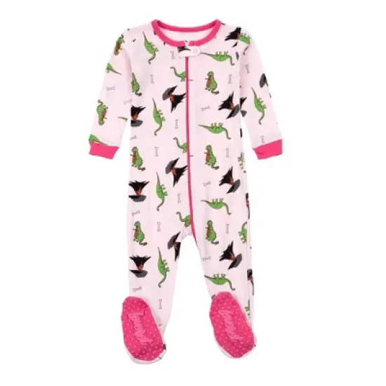 Leveret Footed Sleeper Cotton Unicorn and Dinosaur Pajamas image {6}