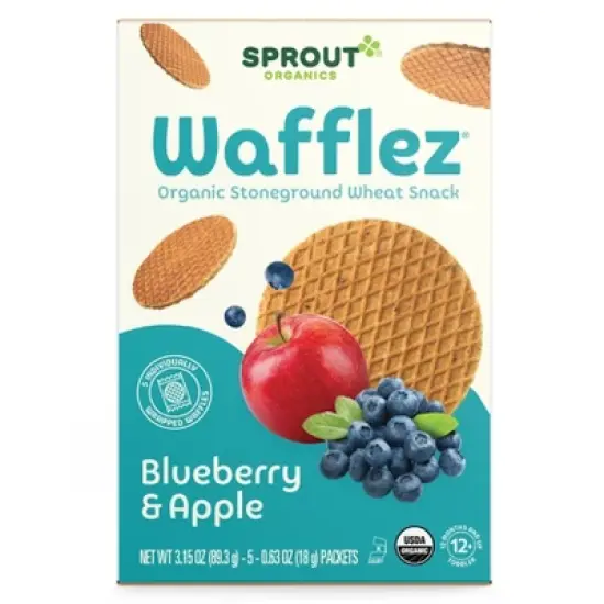 Sprout Foods Organic Blueberry Apple Wafflez Toddler Snacks - 3.15oz image {4}