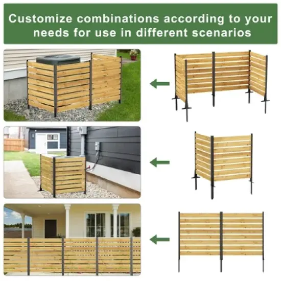 Gulches Wood Privacy Screen, Outdoor Privacy Walls, Privacy Wood Fence for Pool Equipment Enclosure, Trash Can Enclosures, Air Conditioner Fence image {1}