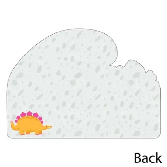 Big Dot of Happiness Roar Dinosaur Girl - Shaped Thank You Cards - Dino Mite Baby Shower or Birthday Party Thank You Cards with Envelopes - Set of 12 image {3}