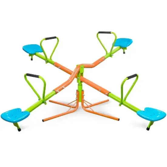 Racxily Outdoor Playground 4 Seats Seesaw for Kids 360 Degree Rotating Sturdy Plastic Seat Seesaw for Sids Seesaw Blue and Green for age 3+ image {8}
