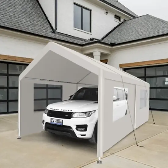 MOEPISY Carport, 10x20 Heavy Duty Portable Carport Garage Tent for Outdoor Storage Shelter white image {6}