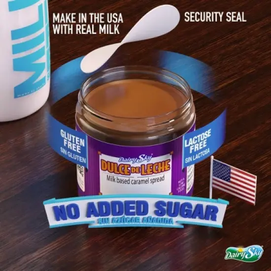 DairySky Dulce de Leche - No Added Sugar | Milk-Based Caramel Spread | 5.3 oz (150g) | 12 Pack image {4}