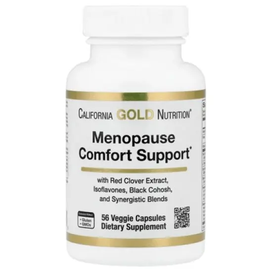California Gold Nutrition Menopause Comfort Support with Folate, Red Clover Extract, Vitamin B12, and Soy Germ Extract, 56 Veggie Capsules image {1}