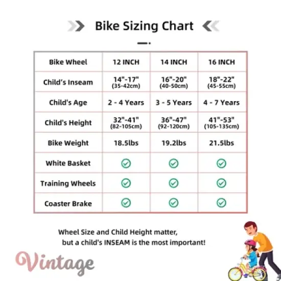 JOYSTAR Vintage Kids Bike with Training Wheels & Basket image {10}