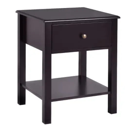 Costway End Table Nightstand Storage Display Furniture Drawer Shelf Beside Brown image {2}