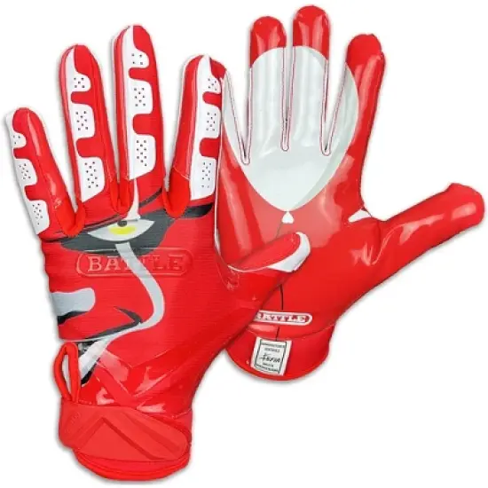 Battle Sports Clown23 Cloaked Youth Football Receiver Gloves - Red image {1}