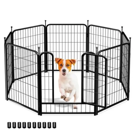GOTGELIF 8 Panels 32" Height Dog Playpen Heavy Duty Pet Fence Indoor Outdoor image {7}