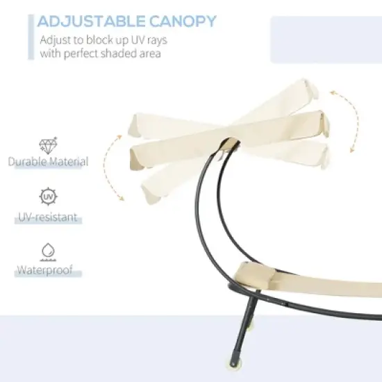 Resenkos Patio Double Chaise Lounge Chair, Outdoor Wheeled Hammock Daybed With Adjustable Canopy and Pillow, image {8}