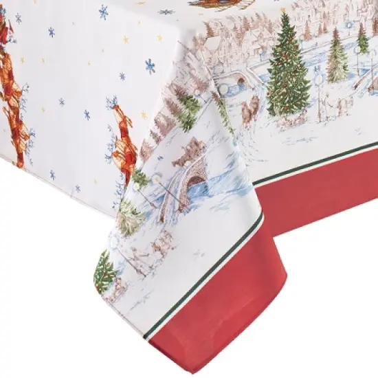 Elrene Santa&rsquo;s Snowy Sleighride Tablecloth - Red/Green - Elrene Home Fashions image {4}