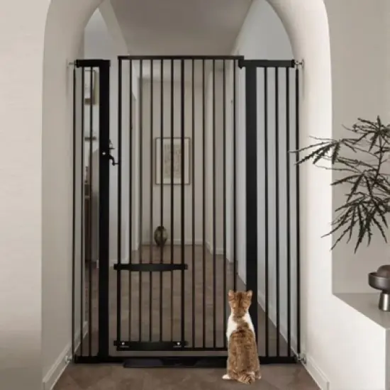 GOTGELIF Pet Gate 55.1" Extra Tall 29.5-40.6" Wide Auto Close Pressure Mount Gate - Adjustable Cat Door image {10}