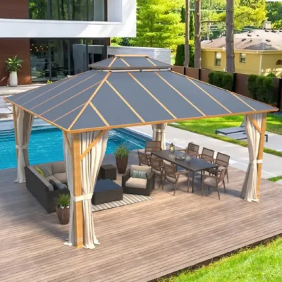 EROMMY 14 Ft. W x 12 Ft. D Aluminum Patio Gazebo image {7}