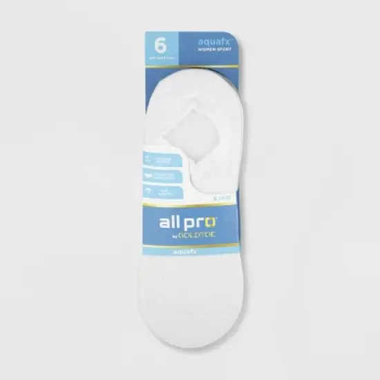 All Pro Women's Perfect Heel Forming Fit 6pk Liner Socks - White/Gray/Black 4-10: Moisture Wicking, Arch Support image {1}