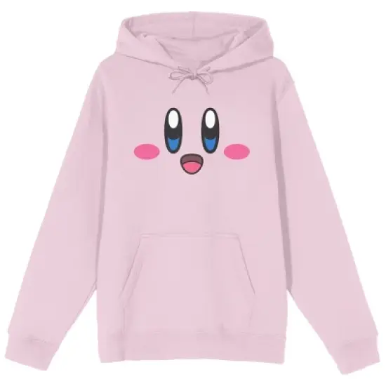 Kirby Happy Big Face Long Sleeve Cradle Pink Men's Hooded Sweatshirt image {6}