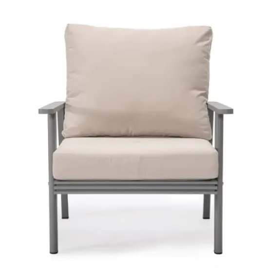 Leisuremod Walbrooke Modern 3 Piece Patio Set with Grey Aluminum Frame image {6}