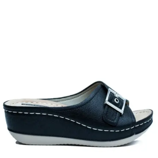 GC Shoes Justina Buckle Comfort Slide Wedge Sandals image {1}