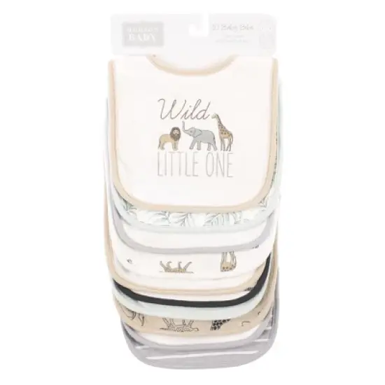 Hudson Baby Infant Unisex Cotton Bibs, Modern Neutral Safari, One Size image {1}