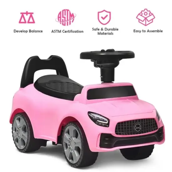 Costway Foot-to-Floor Kids Ride-On Push Car w/ Horn and Music White\Pink image {5}
