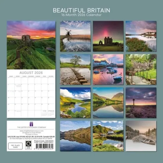2026 Square Wall Calendar, Beautiful Britain, 16-Month Scenic Theme, 180 Reminder Stickers (12x12 In) image {3}