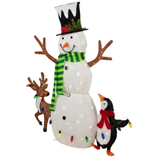 Northlight 3D LED Lighted Snowman and Penguin Outdoor Christmas Decoration - 48" - Warm White image {4}