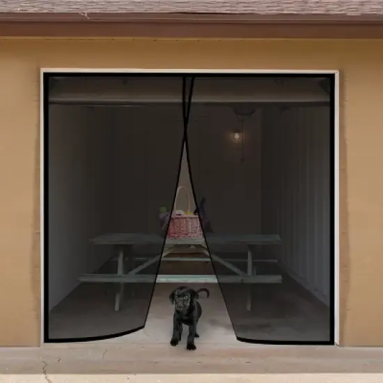 Pure Garden One Car Garage Door Screen &ndash; Heavy-Duty Weighted Mesh Curtain with Magnetic Closure for Mosquito, Insect, and Sun Protection image {2}