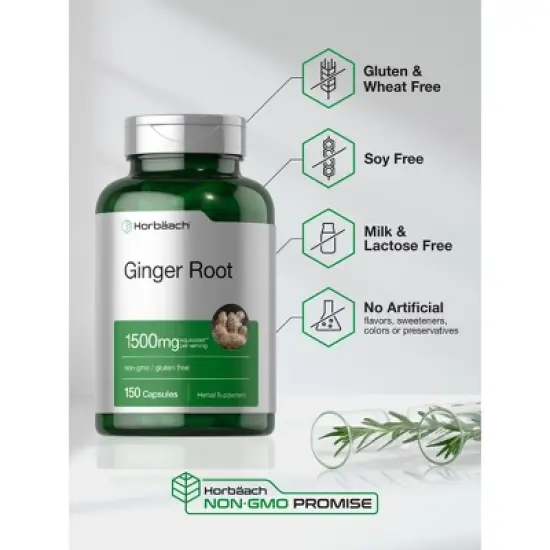 Horbaach Ginger Root Capsules 1500mg | 150 Count image {4}
