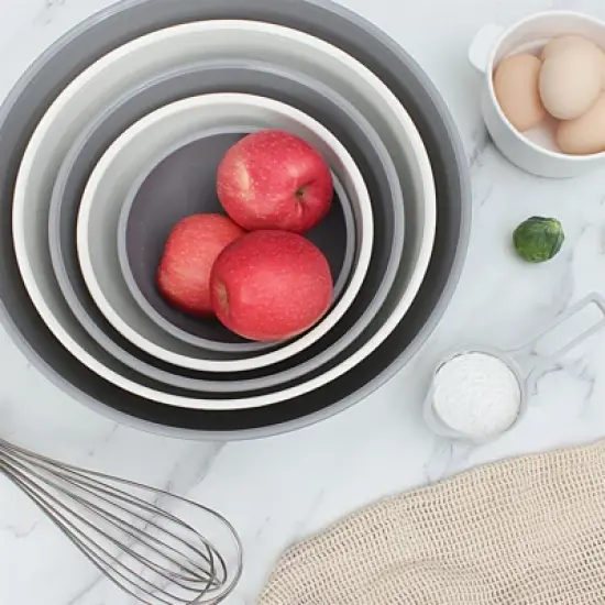 Rae Dunn Mixing Bowls with Lids - 10 Piece Plastic Nesting Bowls Set includes 5 Prep Bowls and 5 Lids image {3}