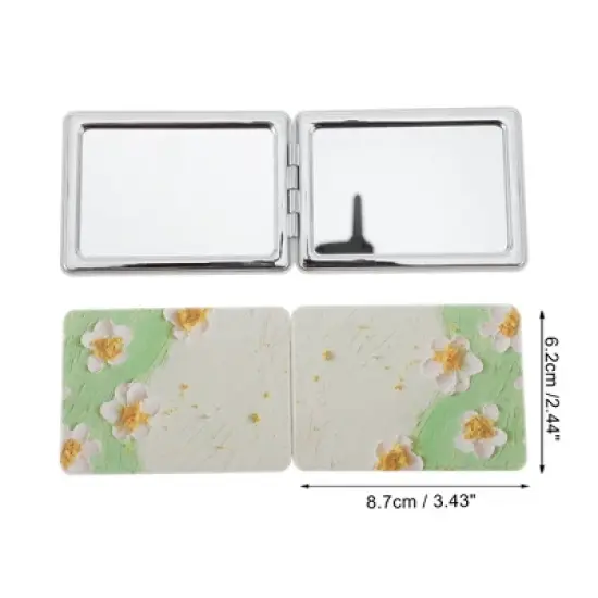 Unique Bargains Rectangular Hand-drawn Makeup Mirror Green 1 Pc image {1}