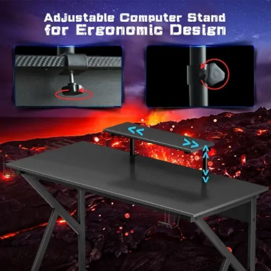 Costway Gaming Desk Computer Desk PC Table Workstation with Cup Holder & Headphone Hook image {7}
