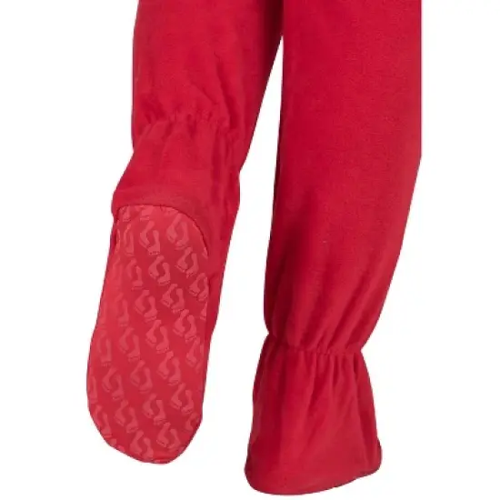 Footed Pajamas - Bright Red Kids Fleece Onesie image {4}