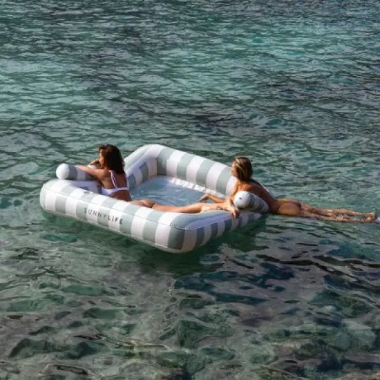 Sunnylife: Luxe Twin Hammock Float - The Vacay Soft Olive-2-Person Pool Lounger image {9}