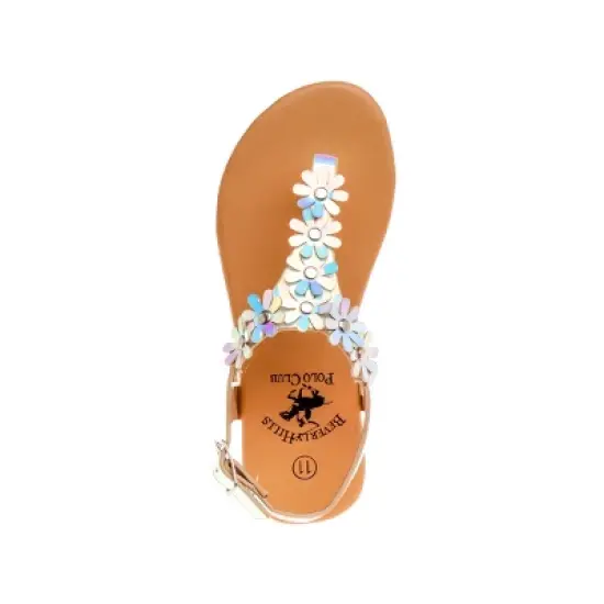 Beverly Hills Polo Club Girls Thong Sandal with Multi Flower Accents (Toddler) image {3}