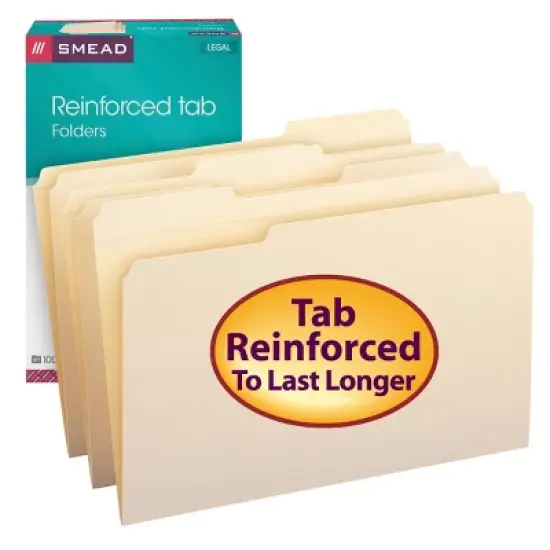 Smead File Folder, Reinforced 1/3-Cut Tab, Legal Size, Manila, 100 Per Box (15334) image {5}
