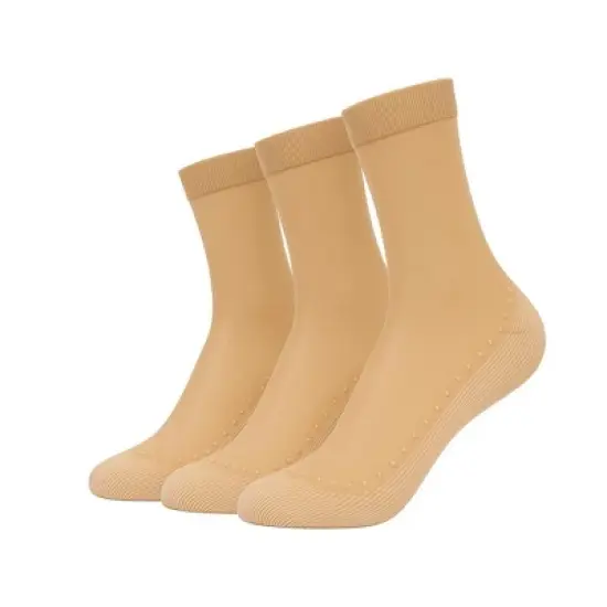 Women&rsquo;s 3- Pack Non-Slip Sheer Ankle Socks &ndash; Breathable Nylon with Cushioned Cotton Sole image {8}
