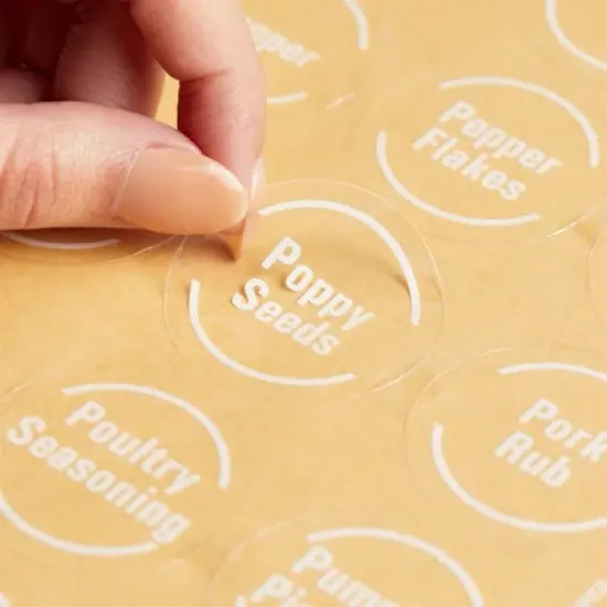 Talented Kitchen 144 Spice Labels Stickers + Pantry Labels, Clear Spice Jar Labels Preprinted for Spice Jar Lids, Water Resistant, Round 1.5 in image {6}