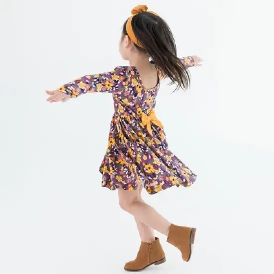 RuffleButts Girls Long Sleeve Twirl Dress image {3}