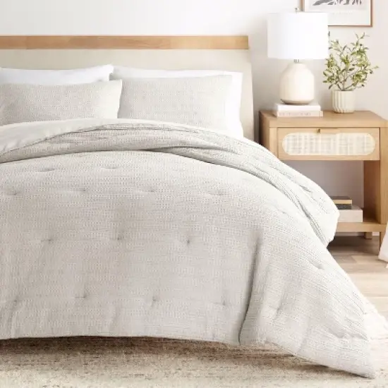 Waffle Textured Comforter Set All Season Down-Alternative Ultra Soft Puffy Bedding - Becky Cameron image {3}
