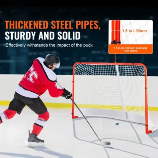 VEVOR Street Hockey Net, Indoor Outdoor Steel Hockey Goal, Official Regulation Pro Hockey Training Goal Set, Portable Hockey Goal with Net image {2}
