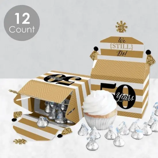 Big Dot of Happiness We Still Do - 50th Wedding Anniversary - Treat Box Party Favors - Anniversary Party Goodie Gable Boxes - Set of 12 image {2}