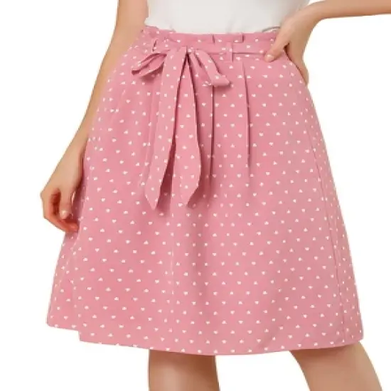 Allegra K Women's Belted Elastic High Waist Vintage A-Line Midi Skirt image {8}