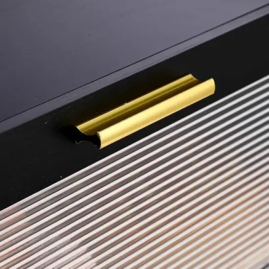 Acekool 2-Layer Bread Box, Modern Countertop Bread Storage with Fence Top, Transparent Door, Corner Bread Keeper, Black image {2}