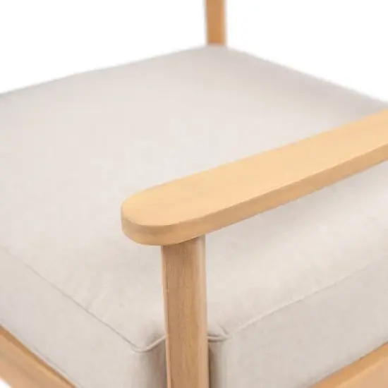 Set of 2 Acacia Wood Outdoor Lounge Chairs with Cushions,Patio Club Chairs with Backrest and Beige Seats-Maison Boucle image {6}